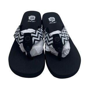 Yellow Box Bear Womens Black White Chevron Platform Flip Flops Sandals Size 11